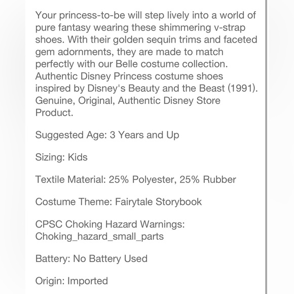 NWT Disney Princess Belle Costume Shoes - Yellow - Picture 6 of 10